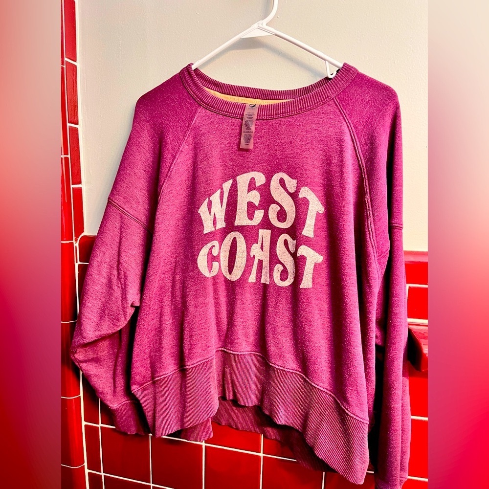 LOFT Lou&Grey West Coast Fluffy Fleece Sweatshirt, Size Medium, Purple Color - Picture 4 of 9